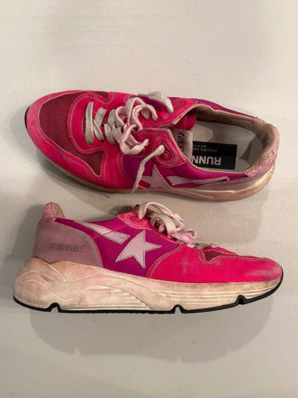 authentic golden goose running sneakers hot pink and white size 37 fits size 7